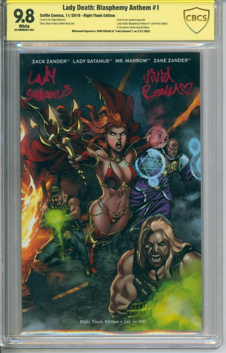 Lady Death: Blasphemy Anthem #1 CBCS 9.8 Signed By Vivvid Realm & Lady Satanus