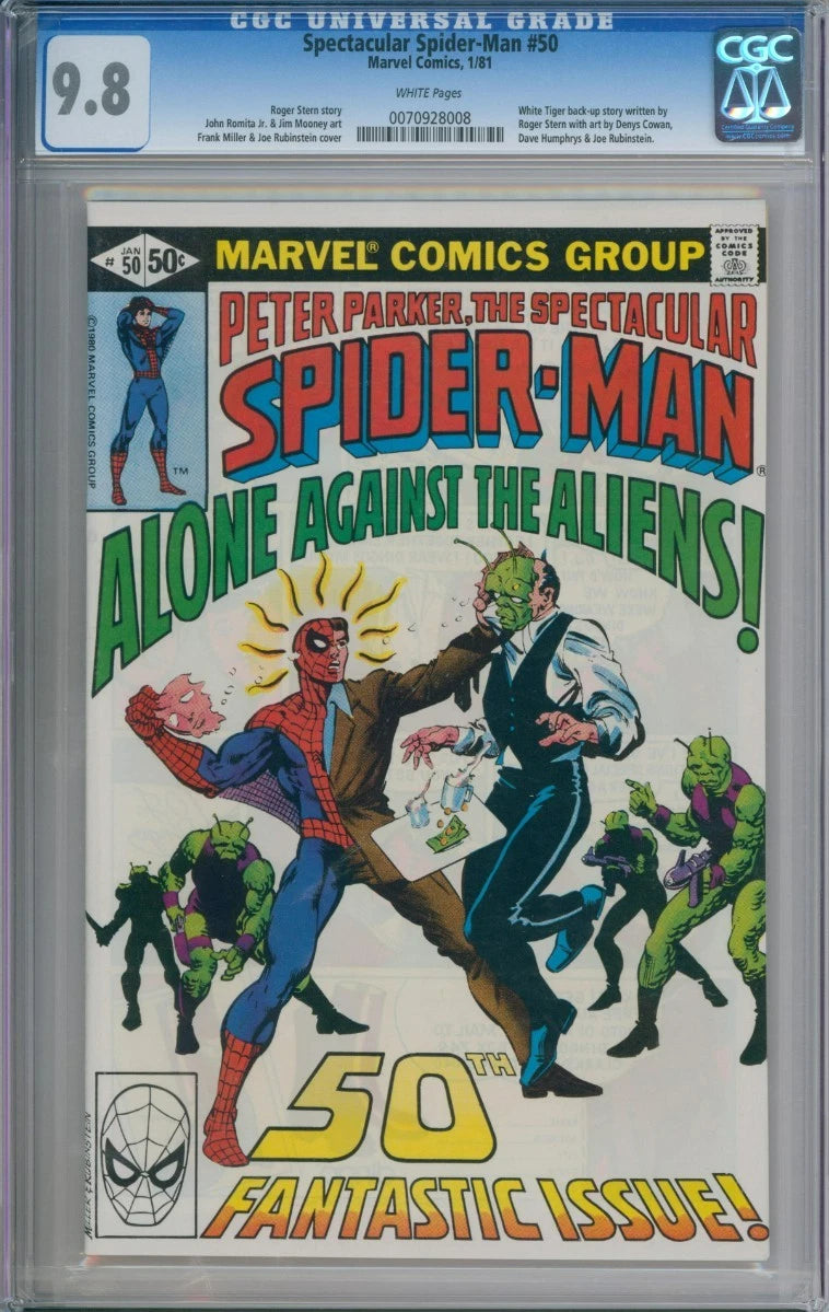 Spectacular Spider-Man #50 CGC 9.8 John Romita Jr, Frank Miller