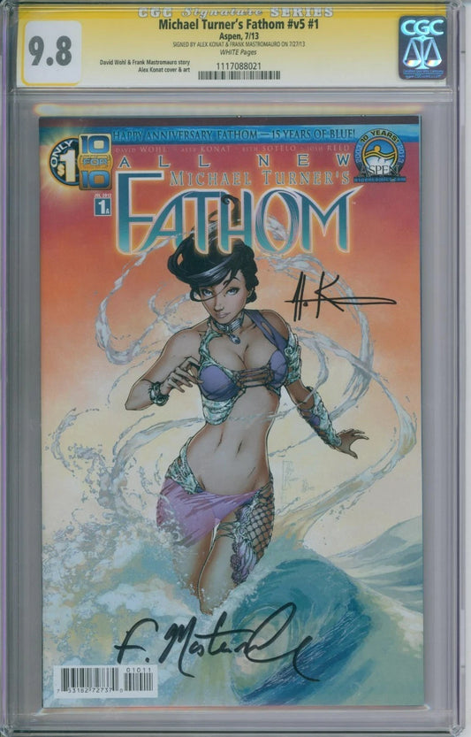 Michael Turner's Fathom #v5 #1 CGC Signature 9.8 Signed By Konat & Mastromauro