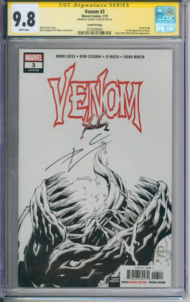 Venom #3 CGC Signature Series 9.8 Signed By Donny Cates Fourth Printing