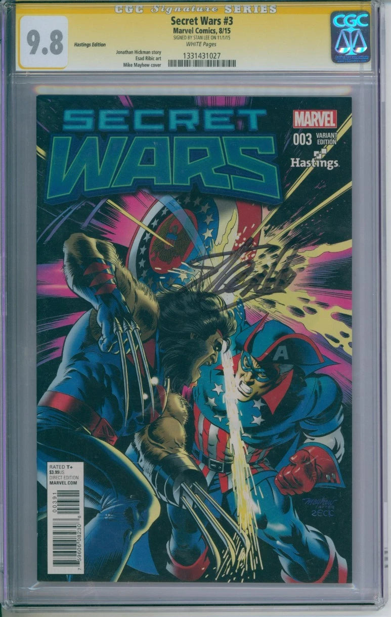 Secret Wars #3 CGC Signature Series 9.8 Signed by Stan Lee