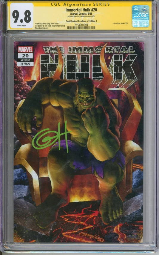 Immortal Hulk #20 CGC Signature Series 9.8 Signed By Greg Horn
