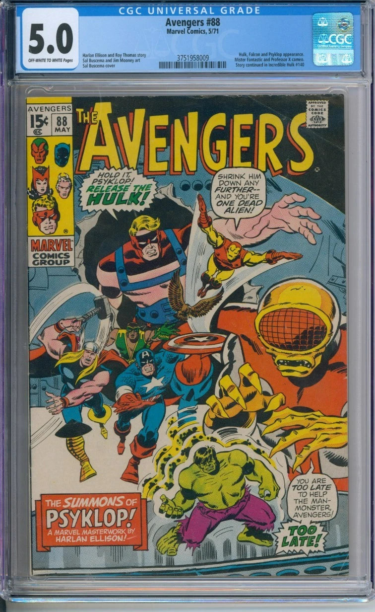 Avengers #88 CGC 5.0 Roy Thomas