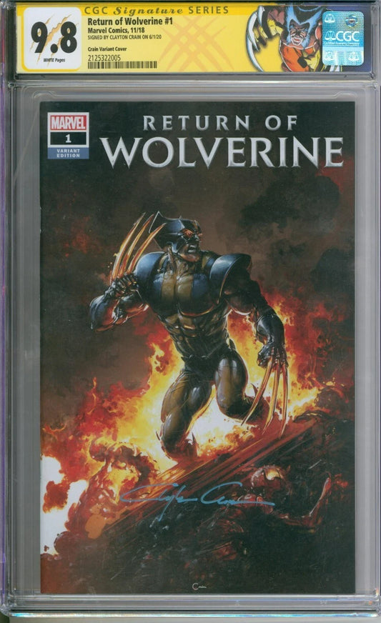 Return Of Wolverine #1 CGC Signature Series 9.8 Signed By Clayton Crain