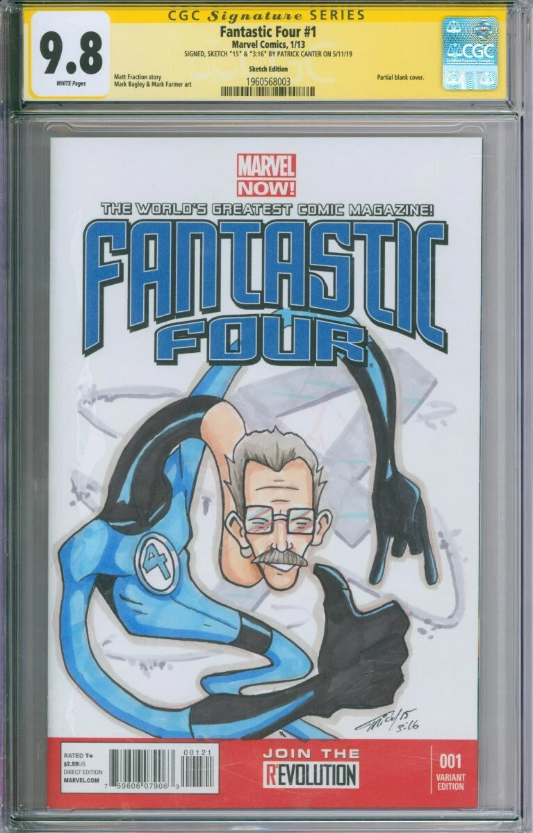 Fantastic Four #1 CGC Signature Series 9.8 Signed & Sketched By Partick Canter