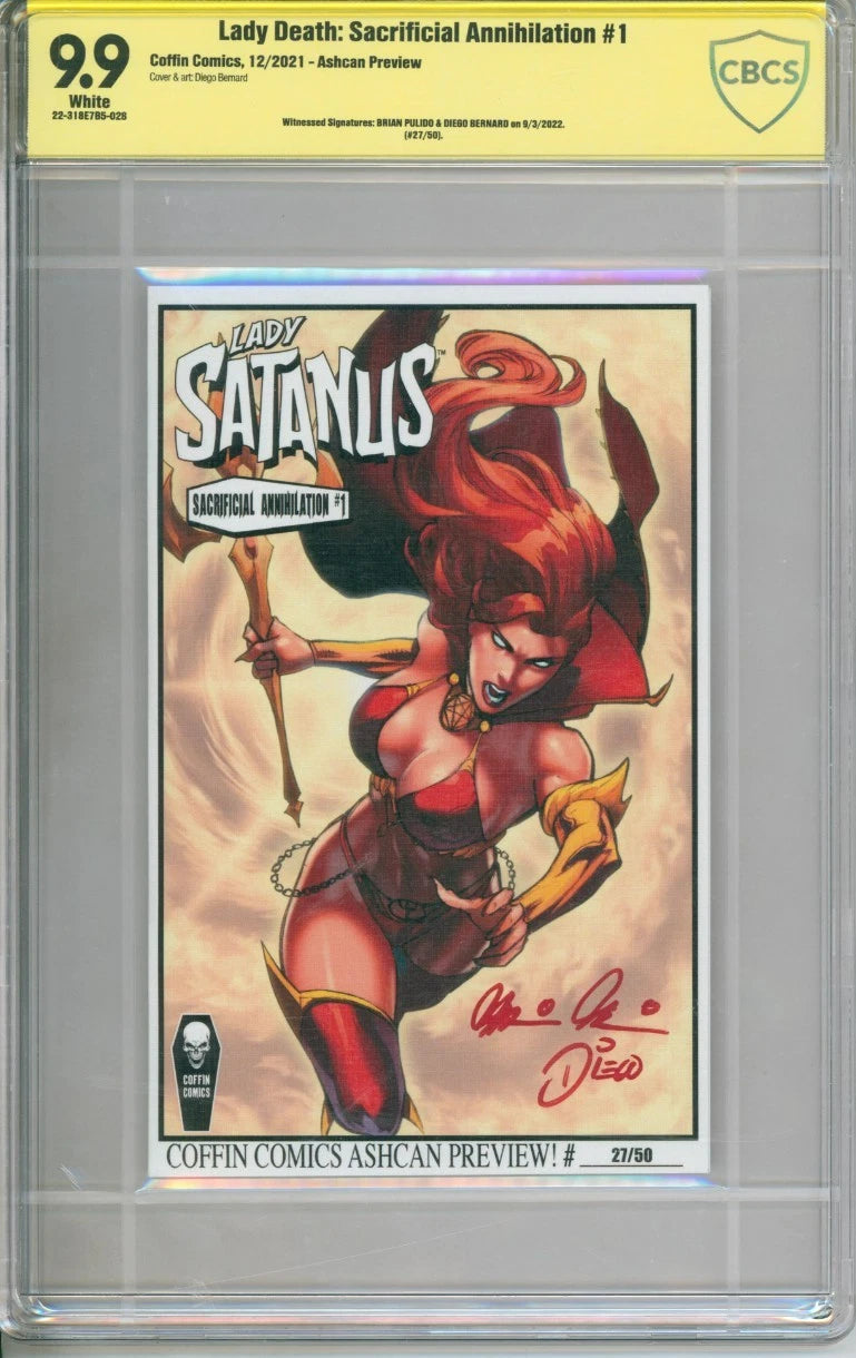 Lady Death: Sacrificial Annihilation #1 CBCS 9.9 Signed Brian Pulido & Diego Bernard