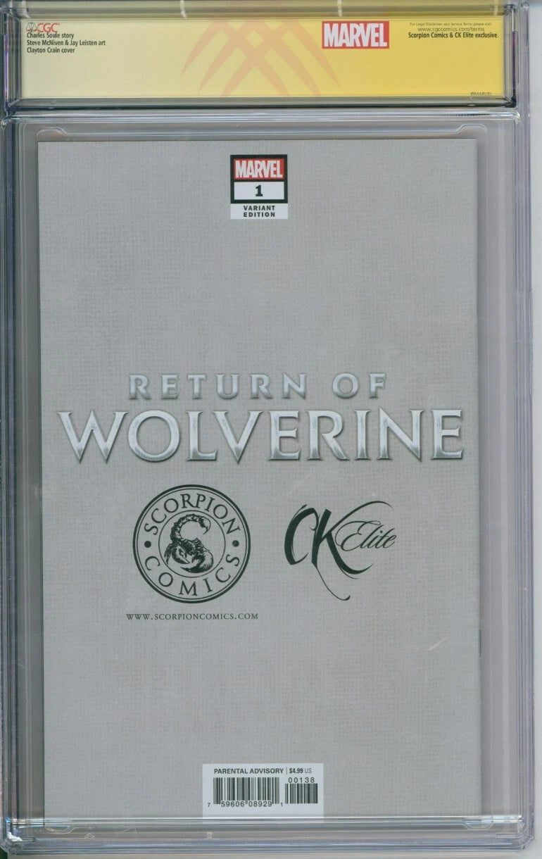 Return Of Wolverine #1 CGC Signature Series 9.8 Signed By Clayton Crain