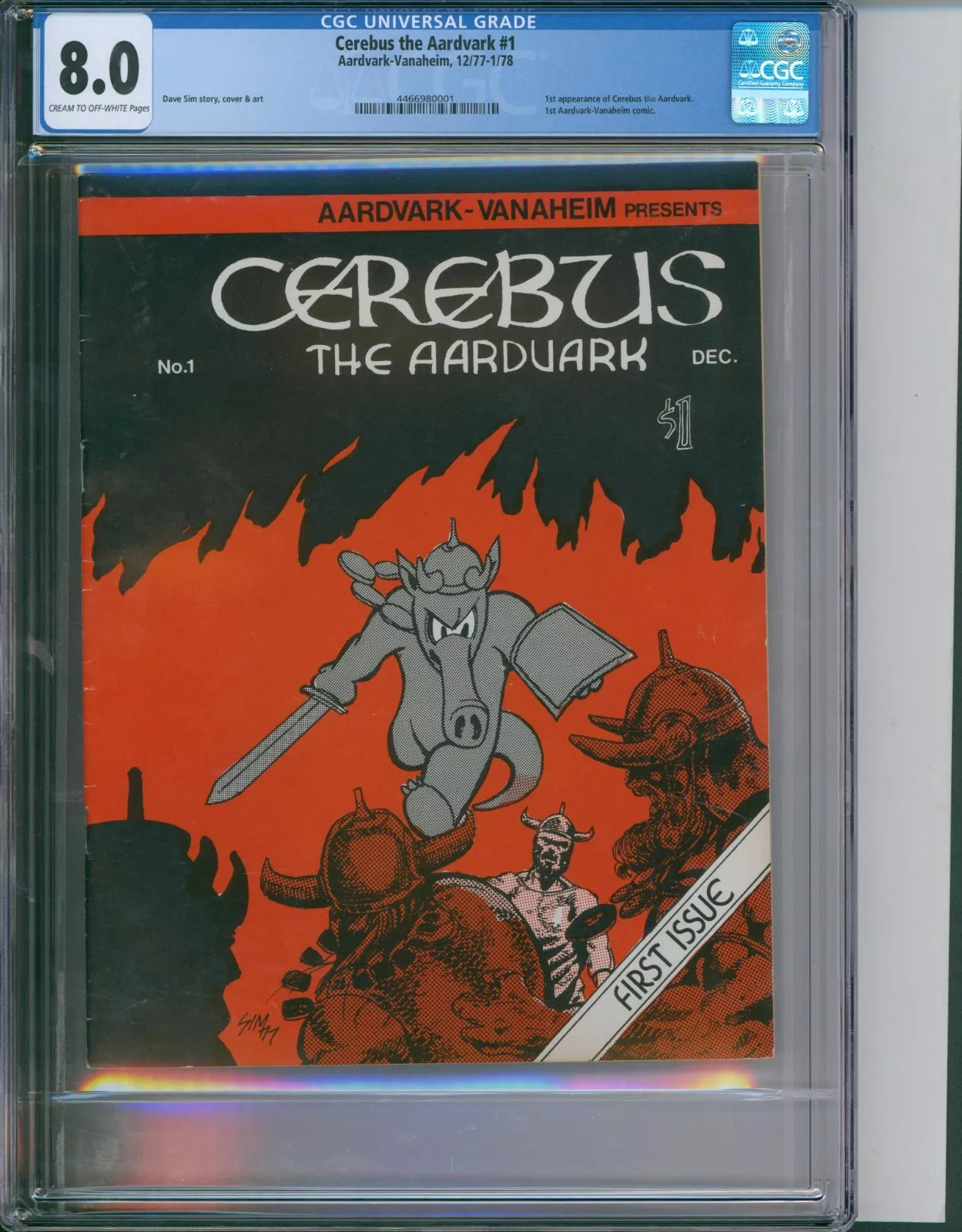 Cerebus The Aardvark #1 CGC 8.0 1st Appearance Of Cerebus