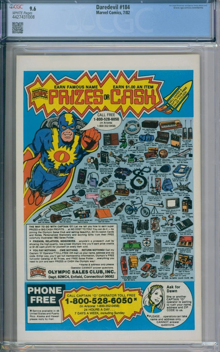 Daredevil #184 CGC 9.6 Frank Miller