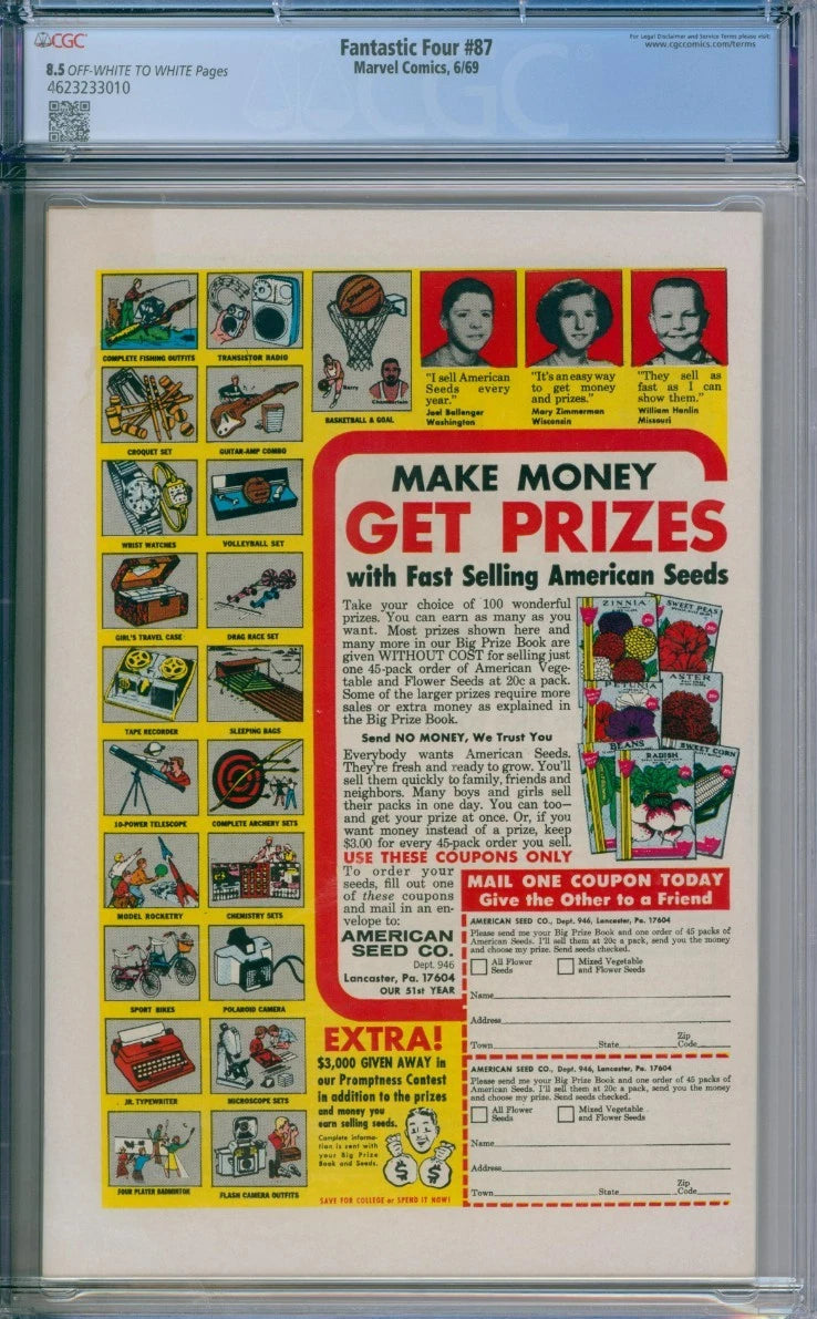 Fantastic Four #87 CGC 8.5 Doctor Doom Appearance Marvel Comics 1969