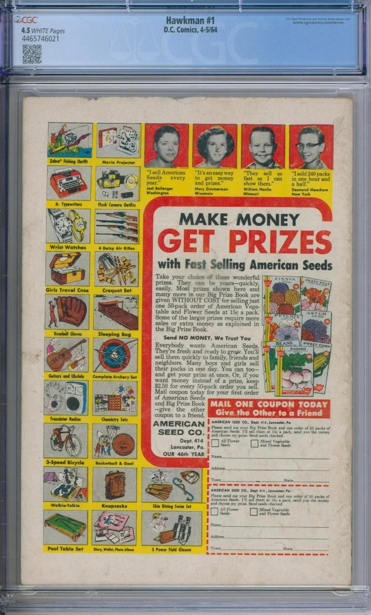 Hawkman #1 CGC 4.5 1st Appearance Of Chac