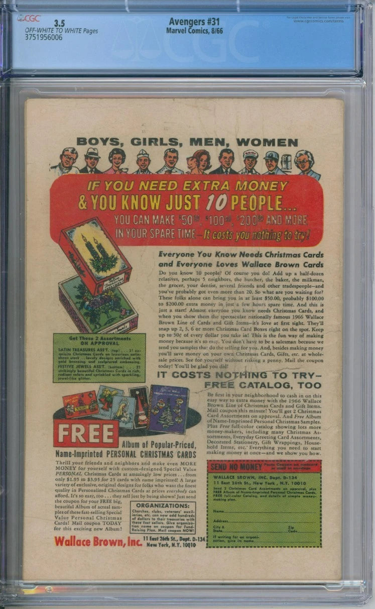 Avengers #31 CGC 3.5 Stan Lee