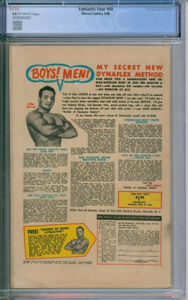 Fantastic Four #49 CGC 4.0 1st Appearance Of Galactus