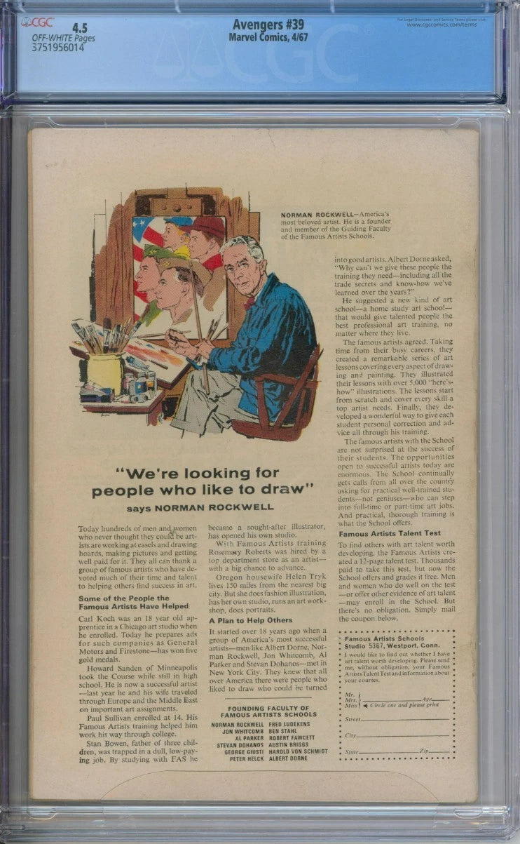 Avengers #39 CGC 4.5 Roy Thomas