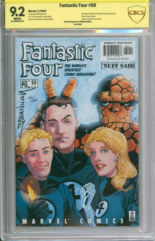 Fantastic Four #50 CBCS 9.2 Signed By Fabian Nicieza