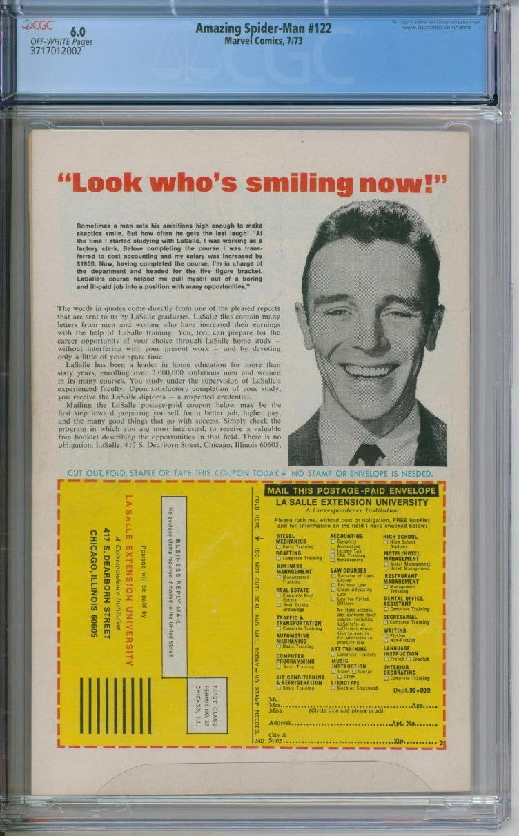 Amazing Spider-Man #122 CGC 6.0 "Death" Of Green Goblin