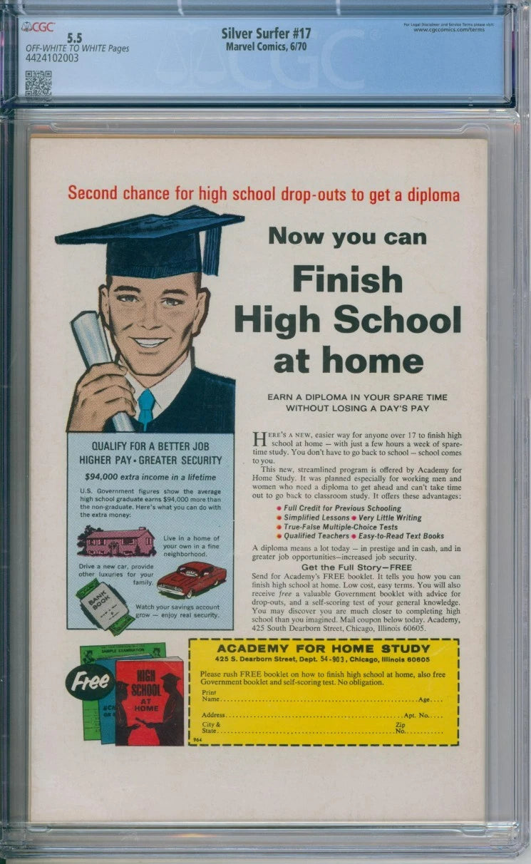 Silver Surfer #17 CGC 5.5 Mephisto, Nick Fury Appearance