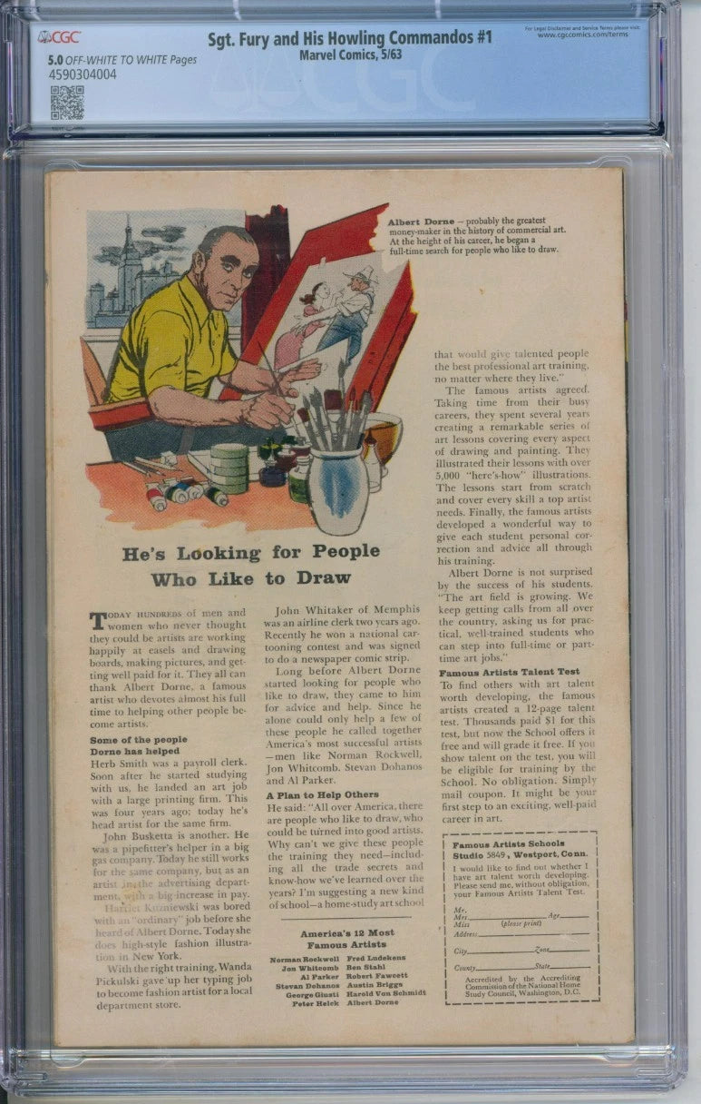 SGT. Fury And His Howling Commandos #1 CGC 5.0 1st App. Sgt. Fury