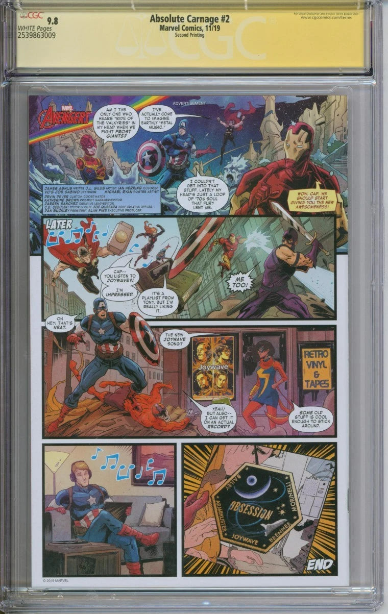 Carnage #2 CGC Signature Series 9.8 Signed By Ryan Stegman