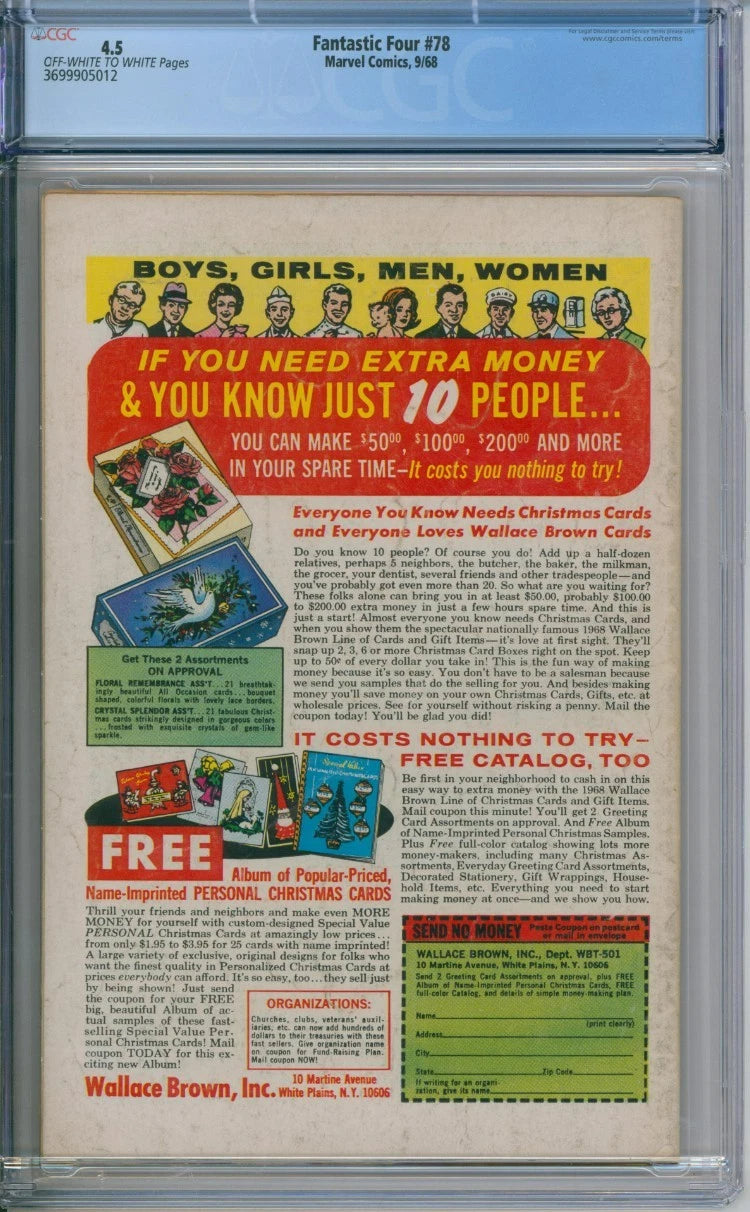Fantastic Four #78 CGC 4.5 Stan Lee & Jack Kirby