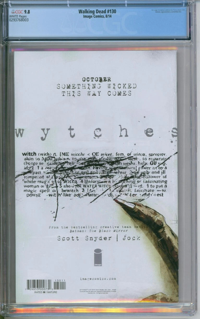 The Walking Dead #130 CGC 9.8 1st Appearance Of The Whisperers