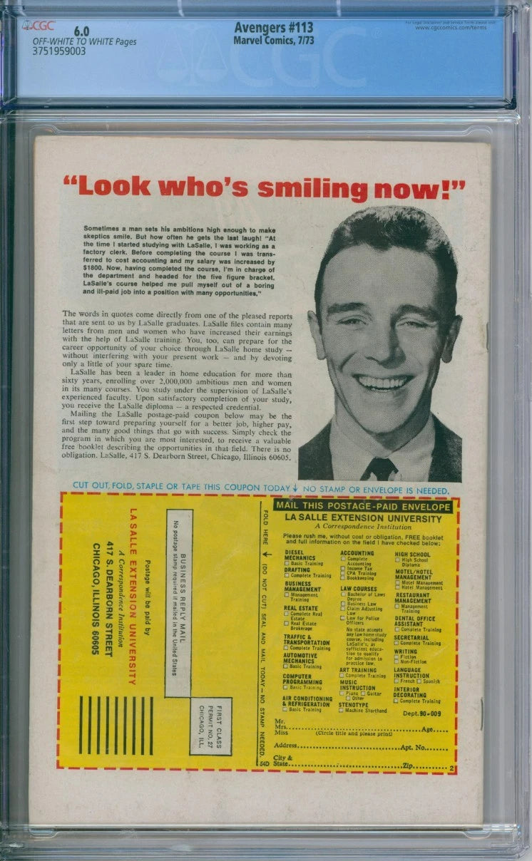 Avengers #113 CGC 6.0 Steve Englehart