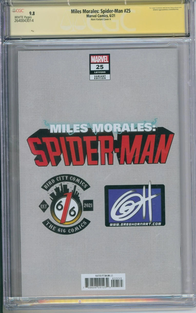 Miles Morales: Spider-Man #25 CGC Signature Series 9.8 Signed By Greg Horn