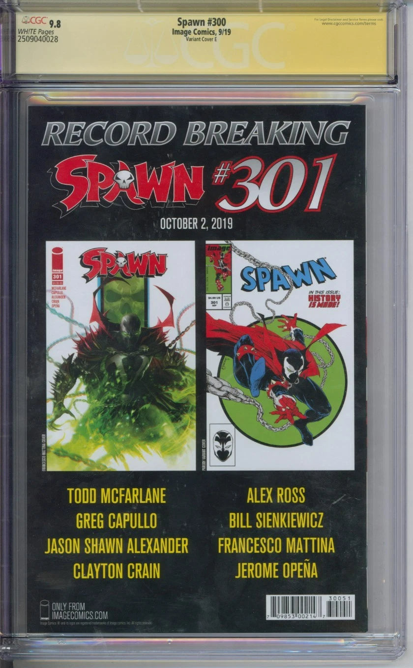 Spawn #300 CGC Signature Series 9.8 Signed by Greg Capullo & Scott Snyder