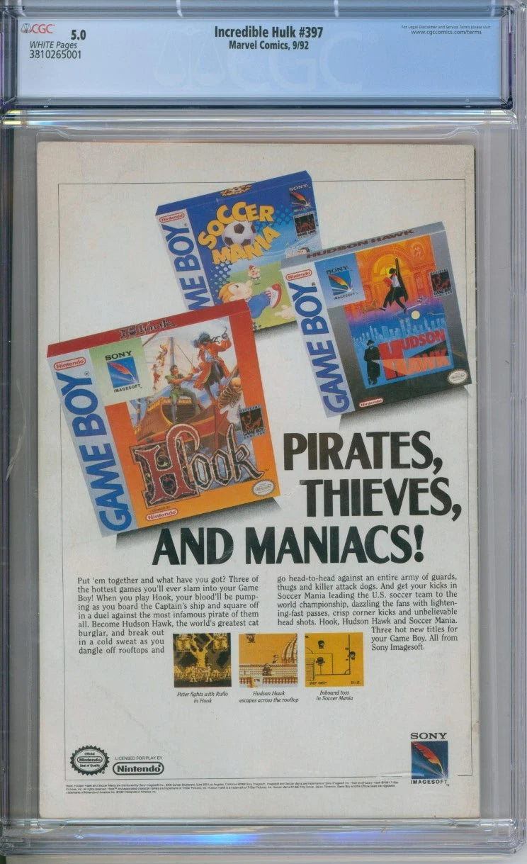 Incredible Hulk #397 CGC 5.0 Peter David Marvel Comics