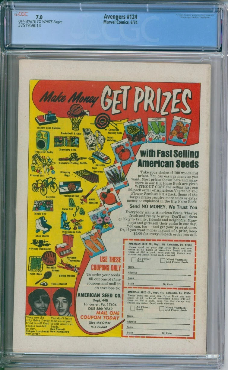 Avengers #124 CGC 7.0 1st Full Appearance Of Star-Stalker