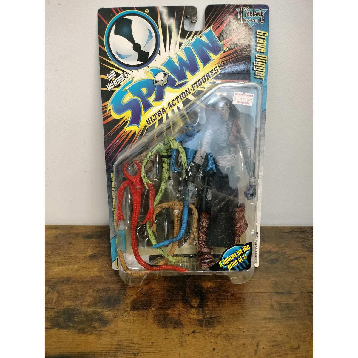 Actual 1997 Spawn Series 8 gray Grave Digger sealed figure and colorful spirit figures