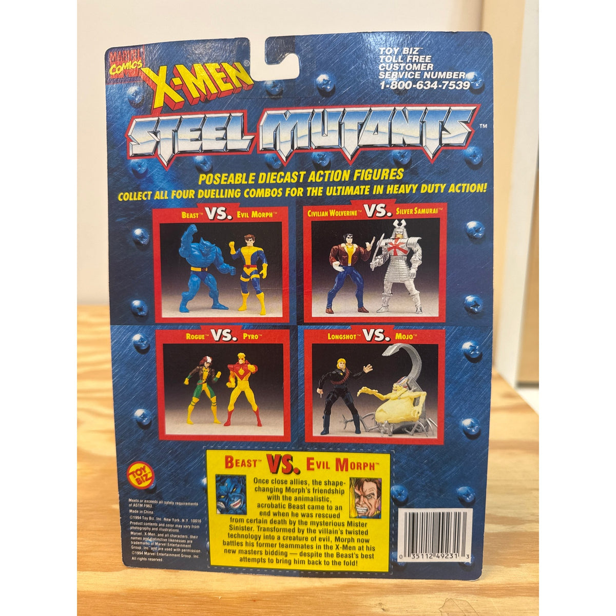 1994 Toy Biz X-Men Steel Mutants Beast vs Evil Morph original packaging back