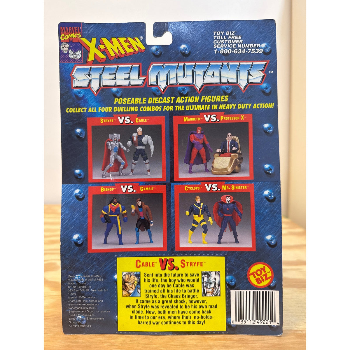 1994 Toy Biz X-Men Steel Mutants Cable vs Stryfe carded set back