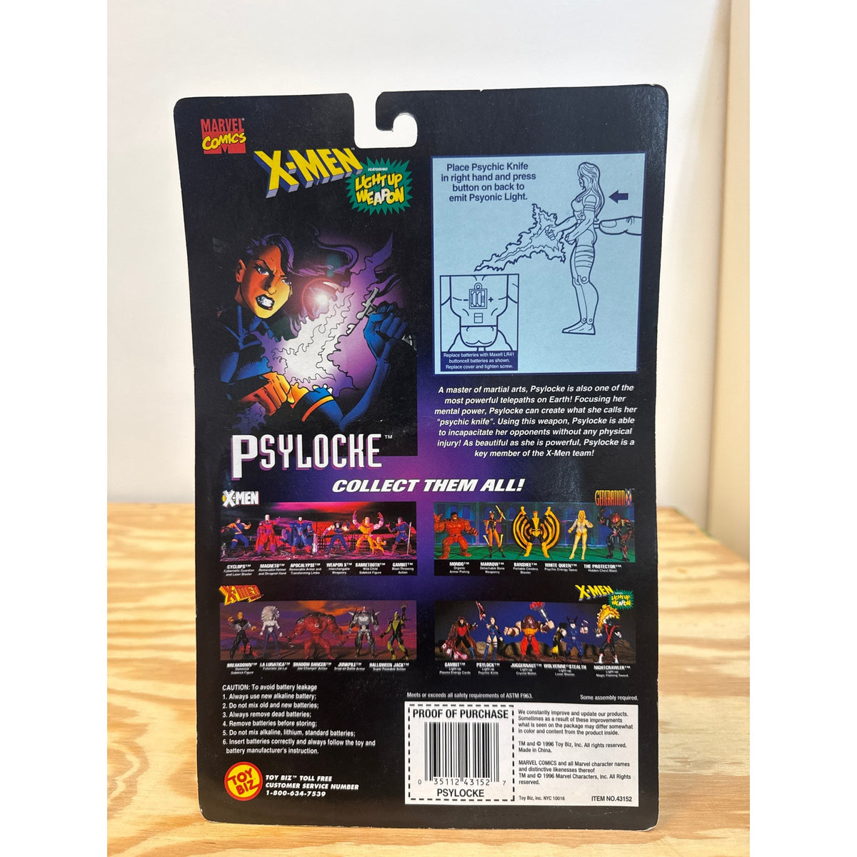 Toy Biz X-Men Classics Psylocke original packaging back