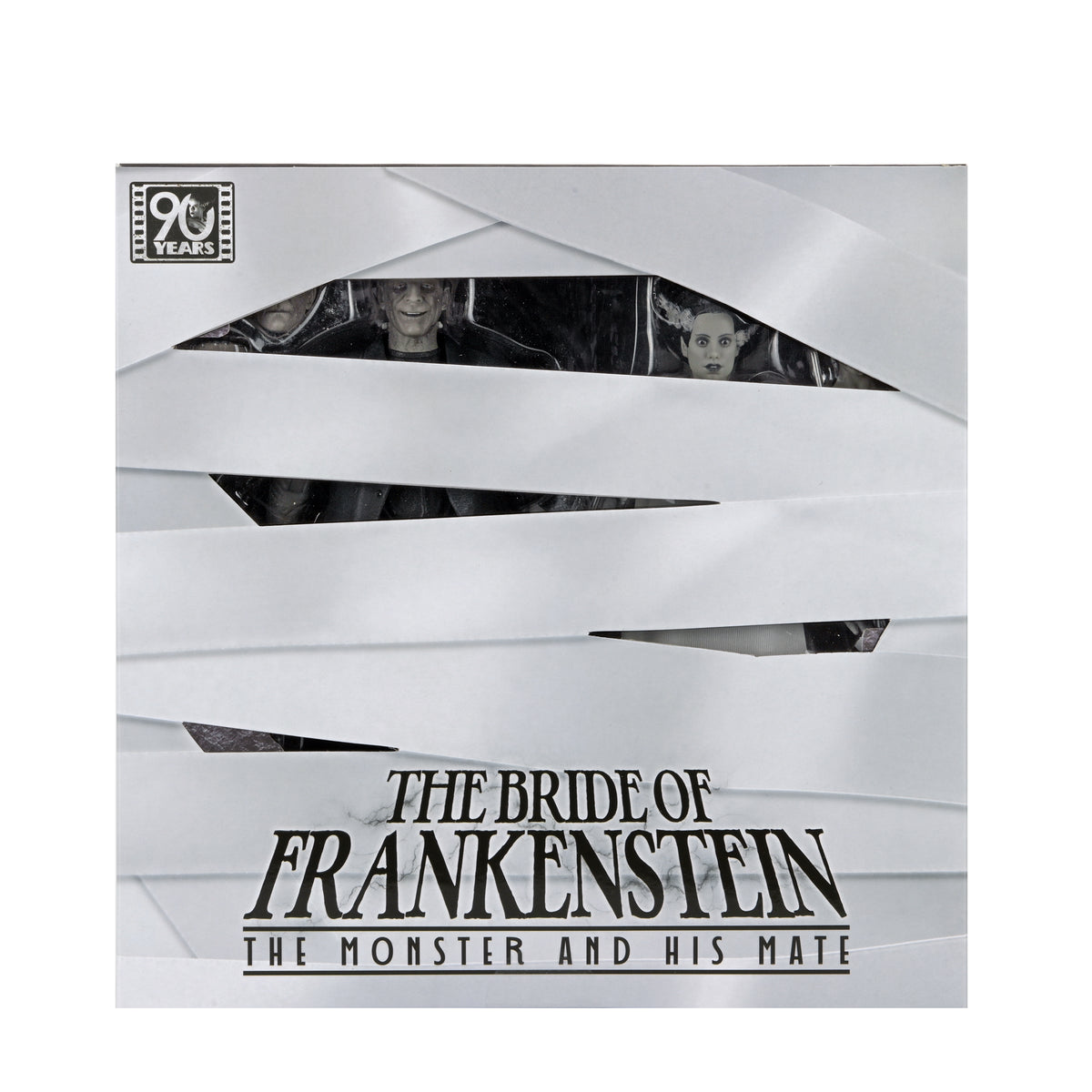 UNIVERSAL MONSTERS - 7 INCH SCALE ACTION FIGURE - BRIDE OF FRANKENSTEIN 90TH ANN. THE MONSTER & HIS MATE 2 PACK (B&W)