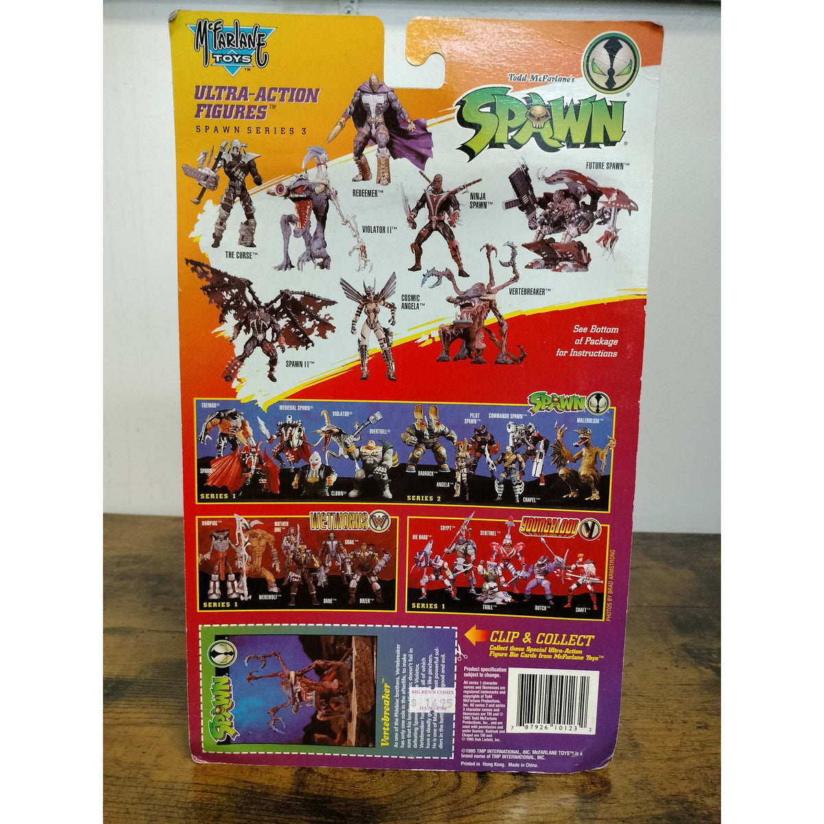 Actual Vertebreaker rear Series 3 card showing packaging condition