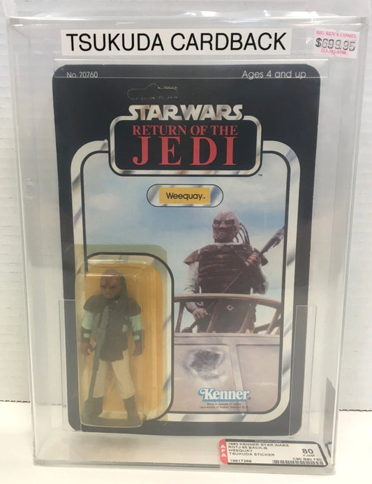 STAR WARS: ROTJ 65B BACK - TSUKUDA CARDBACK - WEEQUAY - AFA 80 Y-NM -1983