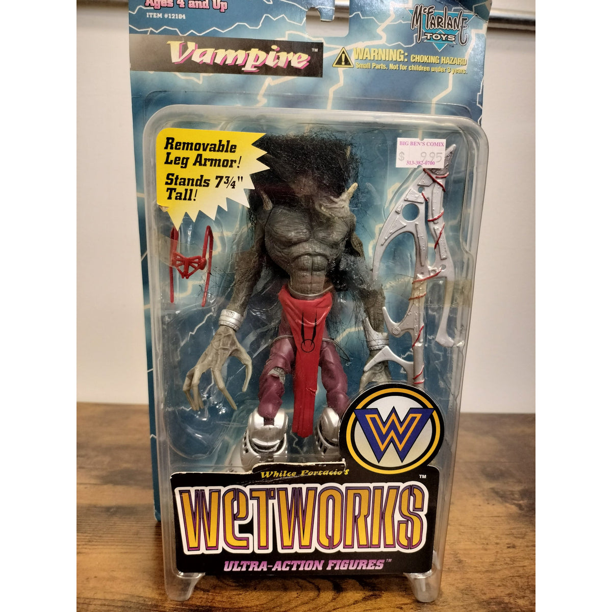 Actual 1995 Wetworks Series 1 Vampire sealed figure and accessories, front