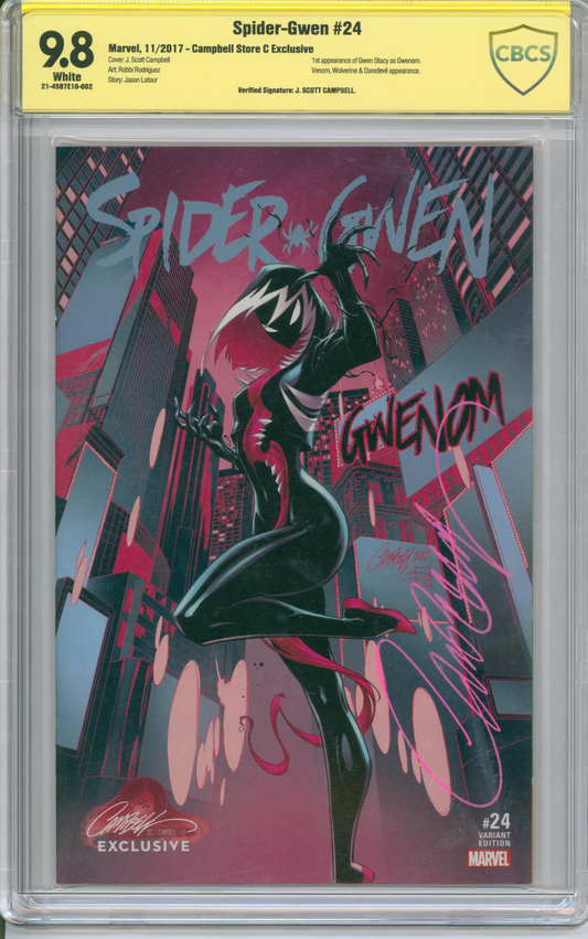 Spider-Gwen #24 CBCS 9.8 J Scott Campbell Signed Store Exclusive