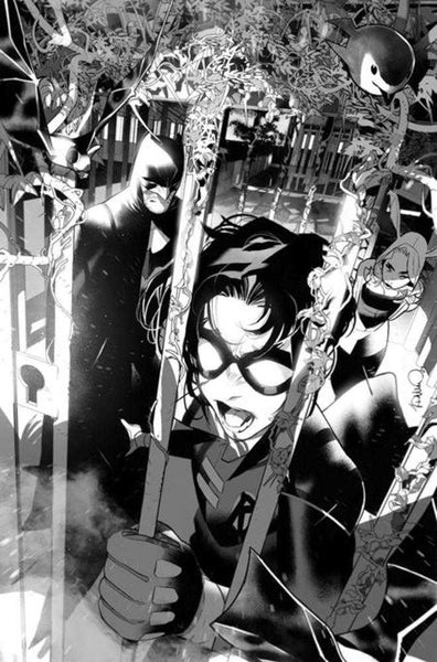 Batman And Robin #4 Cover F 1 in 50 Simone Di Meo Black & White Card Stock Variant