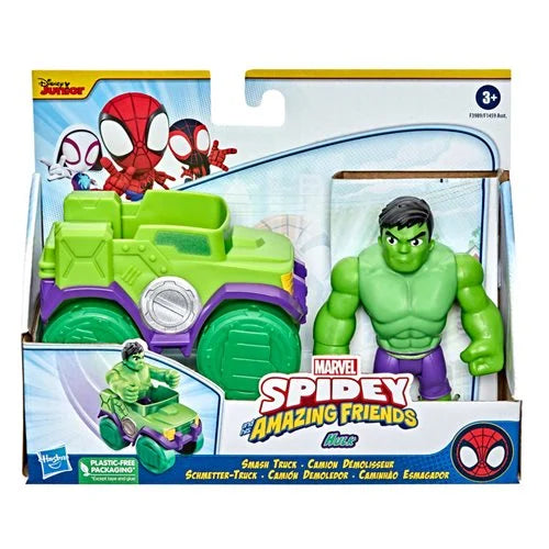 Spider-Man Spidey and His Amazing Friends Hulk Action Figure and Smash Truck Vehicle