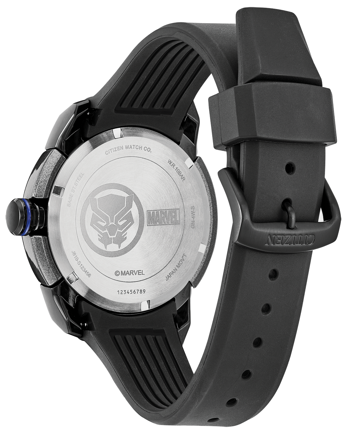 Eco-Drive Black Panther Black IP Strap Watch with Black Dial