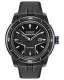 Eco-Drive Black Panther Black IP Strap Watch with Black Dial