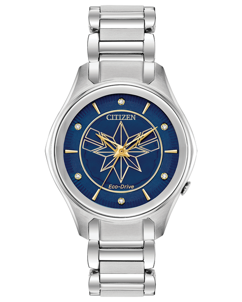 Eco-Drive Captain Marvel Crystal Accent Watch with Blue Dial