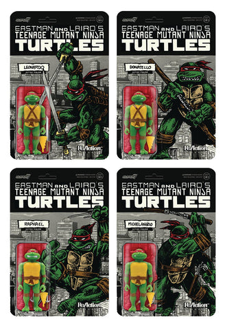 TMNT Teenage Mutant Ninja Turtles Mirage Variant ReAction Figure set of 4 MOC PX Exclusives SDCC 2021