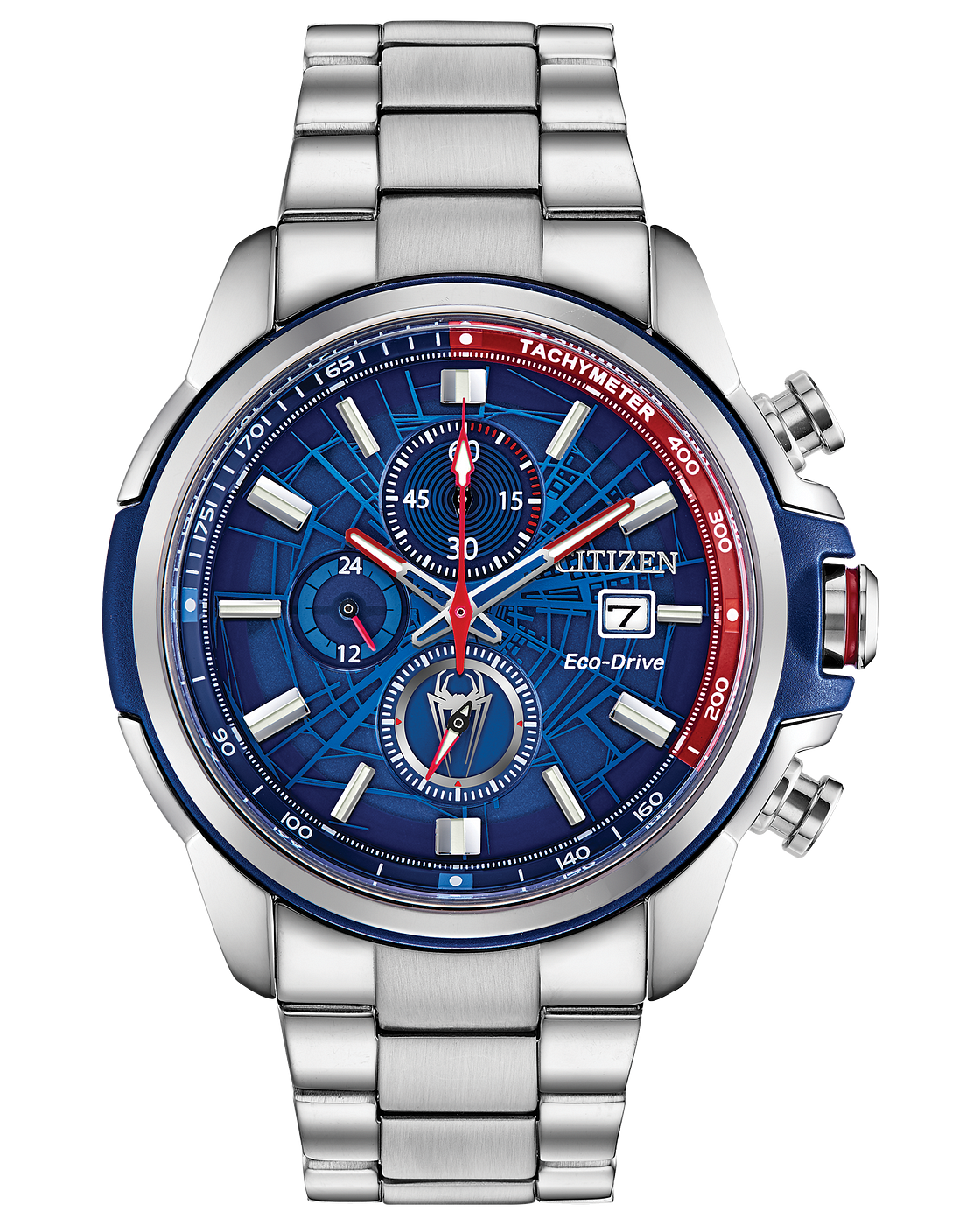 Marvel Spider Man Eco-Drive Blue Dial Stainless Steel Men’s Watch