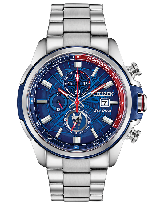 Marvel Spider Man Eco-Drive Blue Dial Stainless Steel Men’s Watch