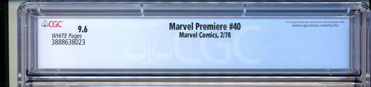Marvel Premiere #40 CGC Graded 9.6