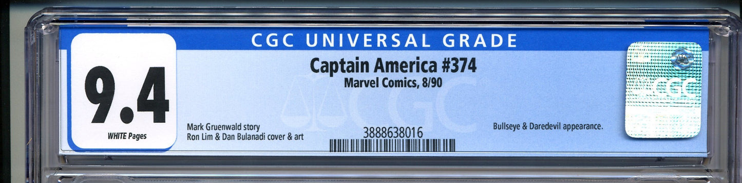 Captain America #374 CGC Graded 9.4