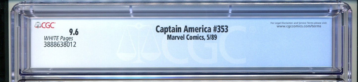 Captain America #353 CGC Graded 9.6 Marvel Comics